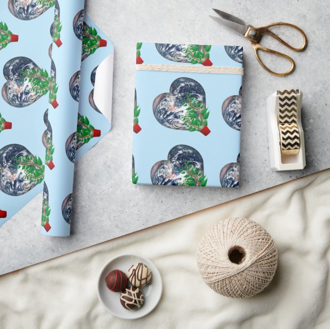 Growing Plant with Earth Heart Wrapping Paper (Crafts)