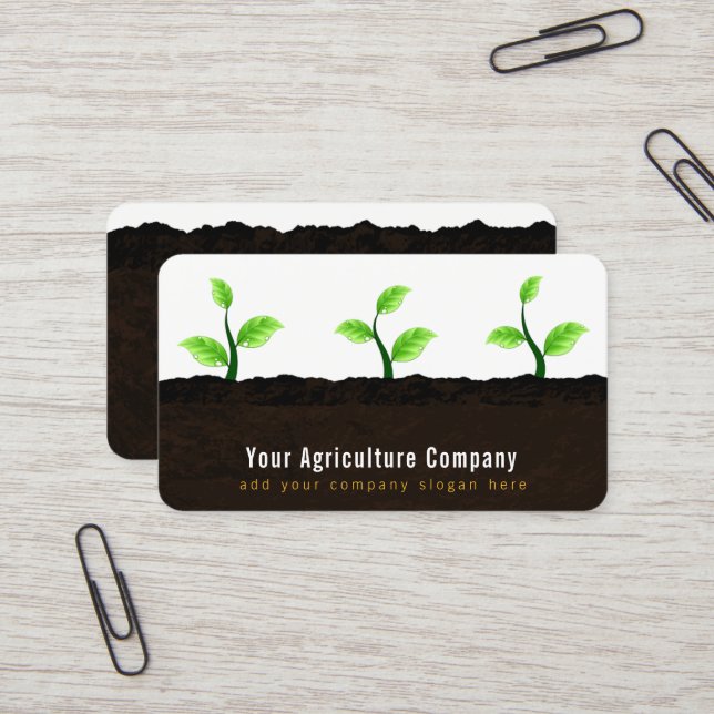 Growing Seedlings in Soil Agriculture Horticulture Business Card (Front/Back In Situ)