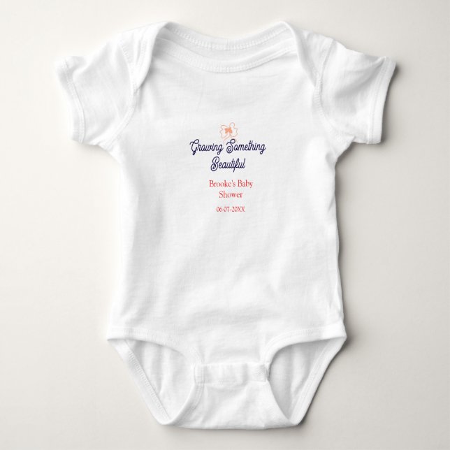 growing something beautiful peach bow baby shower  bodysuit (Front)
