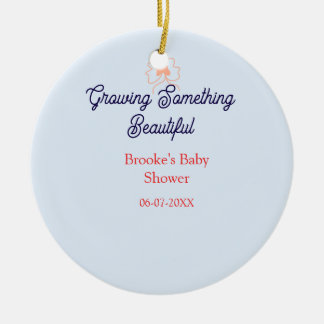 growing something beautiful peach bow baby shower  ceramic tree decoration