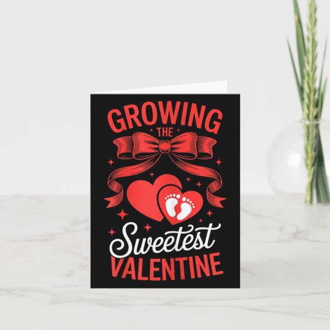 Growing The Sweetest Valentine Pregnancy Announcem Card (Front)