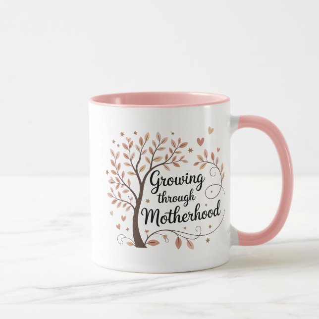 Growing Through Motherhood Mug – New Mum Gift Idea (Right)