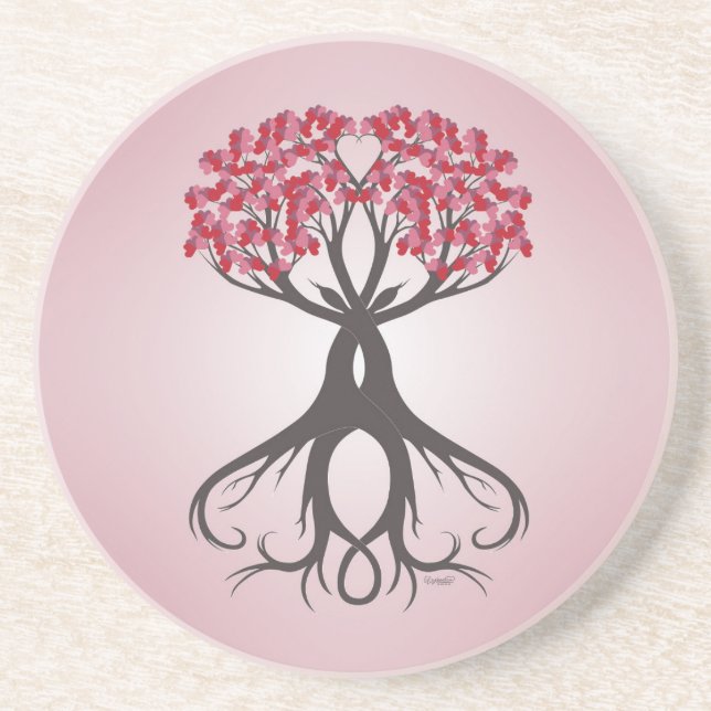 Growing Together with Love Road Sandstone Coaster (Front)