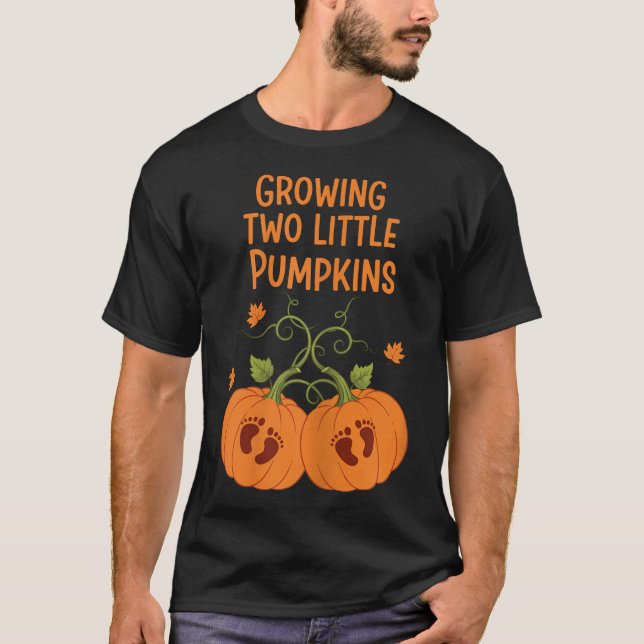 Growing Two Little Pumpkins Twin Fall Pregnancy T-Shirt (Front)