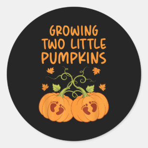 Growing Two Little Pumpkins Twin Halloween Fall Pr Classic Round Sticker