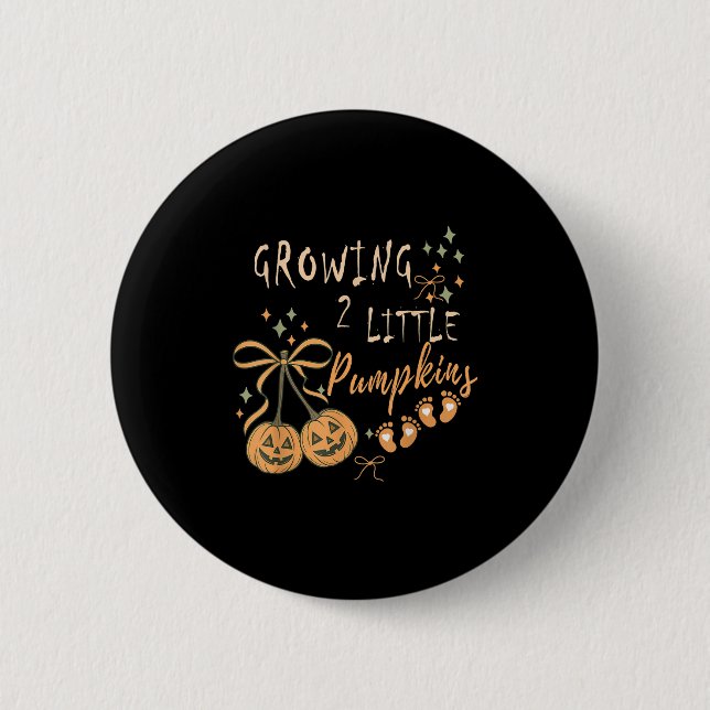 Growing Two Little Pumpkins Twins Pregnancy Fall H 6 Cm Round Badge (Front)