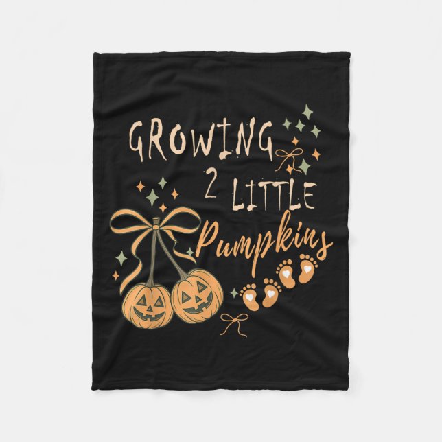 Growing Two Little Pumpkins Twins Pregnancy Fall H Fleece Blanket (Front)