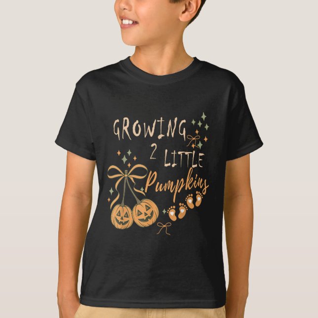 Growing Two Little Pumpkins Twins Pregnancy Fall H T-Shirt (Front)