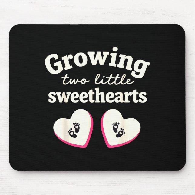 Growing Two Little Sweethearts Valentines Pregnanc Mouse Mat (Front)