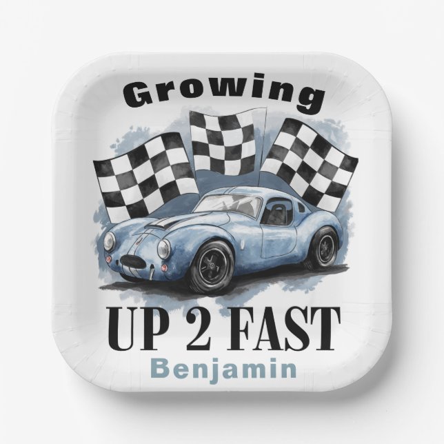 Growing Up 2 Fast Birthday Party Custom Paper Plate (Front)