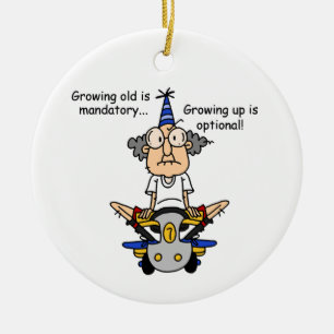 Growing Up is Optional Humour Ceramic Tree Decoration