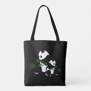 Growing Up Panda Black Tote Bag