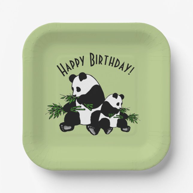 Growing Up Panda Happy Birthday Paper Plate (Front)