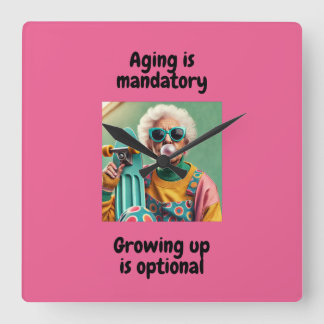 Growing up square wall clock