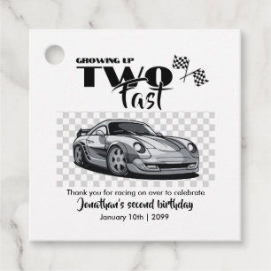 Growing Up To Fast 2nd birthday Modern Race Car Favour Tags