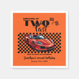 Growing Up To Fast 2nd birthday Red Sports Car Napkin