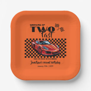 Growing Up To Fast 2nd birthday  Red Sports Car Paper Plate
