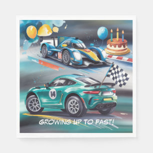 Growing Up To Fast Boy Birthday Party Napkin