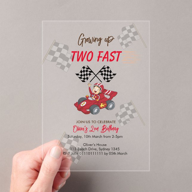 Growing up two fast 2nd Birthday Acrylic Invitations (Insitu (Handheld))