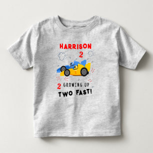 Growing Up Two Fast 2nd Birthday Kids Racing Cars Toddler T-Shirt