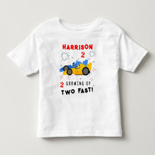 Growing Up Two Fast 2nd Birthday Kids Racing Cars Toddler T-Shirt
