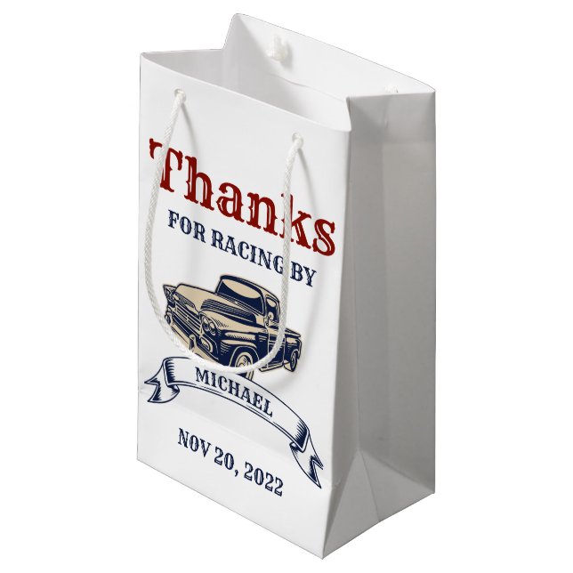 Growing Up TWO Fast 2nd Birthday Party Theme Boy  Small Gift Bag (Front Angled)