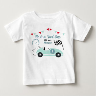 Growing Up Two Fast Festive Blue Race Car Birthday Baby T-Shirt
