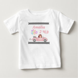 Growing Up Two Fast Pink Race Car Girl 2nd bday Baby T-Shirt