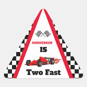 Growing UP TWO Fast  Race Car Boy 2nd Birthday Pap Triangle Sticker