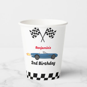 Growing UP TWO Fast  Race Car Boy 2nd Birthday Paper Cups