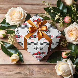 Growing UP TWO Fast Race Car Boy 2nd Birthday Wrapping Paper