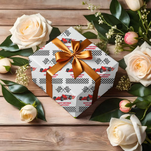 Growing UP TWO Fast Race Car Boy 2nd Birthday  Wrapping Paper