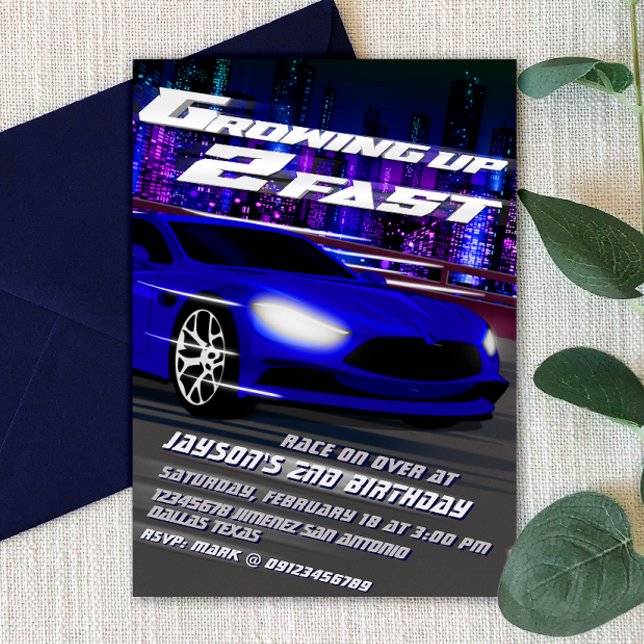 Growing Up Two Fast - Racing  Invitation (Creator Uploaded)