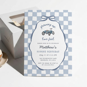 Growing Up Two Fast Vintage Car Second Birthday Announcement
