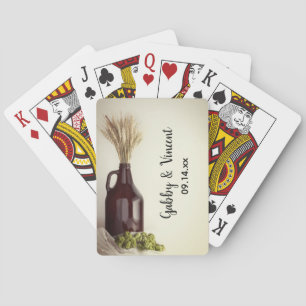 Growler, Hops and Wheat Brewery Wedding Favour Playing Cards