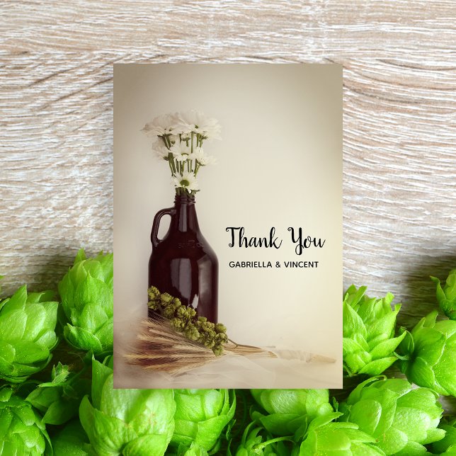 Growler Hops Daisies Brewery Wedding Thank You Card (Creator Uploaded)