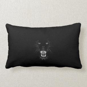 growling black panther lumbar cushion
