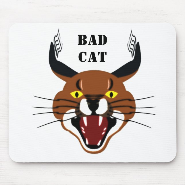 Growling Caracal Bad Cat Mouse Mat (Front)