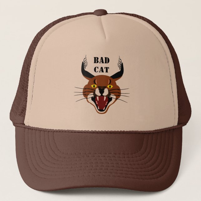 Growling Caracal Bad Cat Trucker Hat (Front)