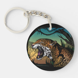 Growling Jaguar Jungle Keychain – Fierce Tropical