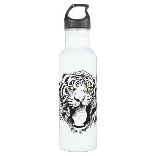 Growling Tiger in Black with Yellow Eyes 710 Ml Water Bottle