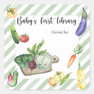 Grown Baby Shower bookplate - baby's first library Square Sticker