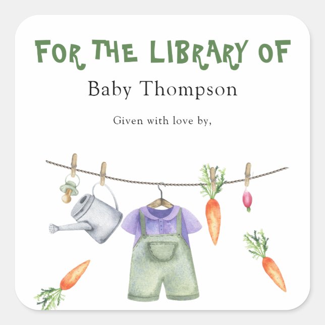 Grown Baby Shower bookplate - for the library of Square Sticker (Front)