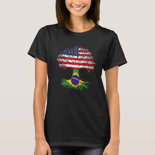 Grown Up American Brazilian Roots American Flag Br T-Shirt