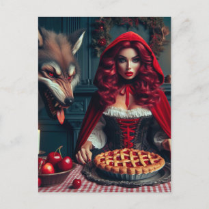 Grown Up Little Red Big Bad Wolf Postcard
