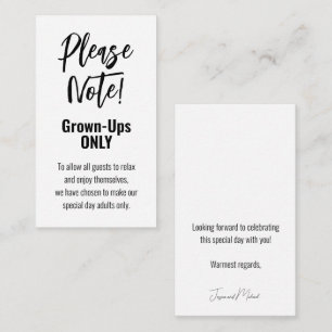 Grown-ups Only💍 Minimalist Elegant  Enclosure Card