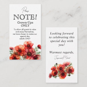 Grown-ups ONLY Scarlet Petal Serenade  Enclosure Card