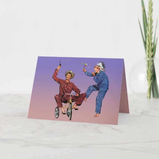 Grownup Cowboy and Indian [funny greeting card] Card (Front)