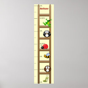 Growth Chart Animals on a Ladder Poster