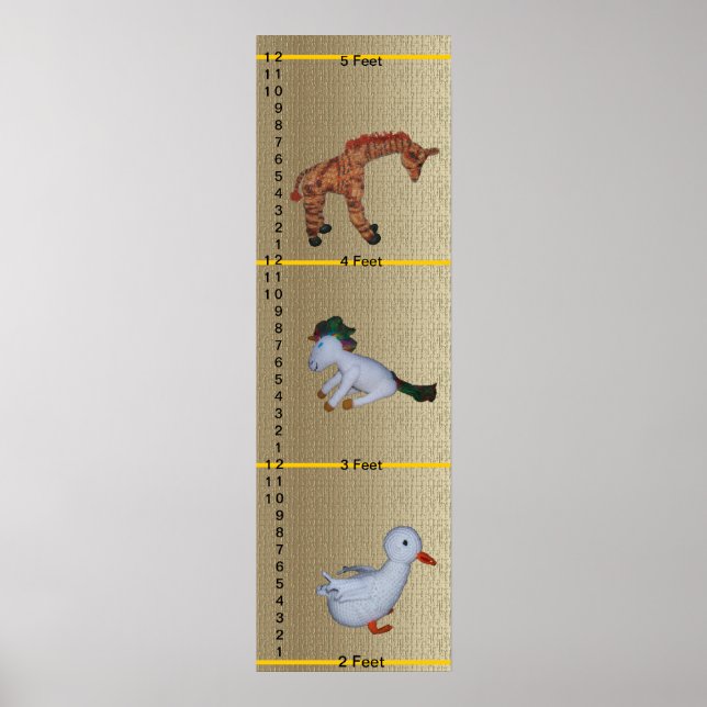 Growth Chart - Duck, Unicorn, Giraffe Dolls (Front)
